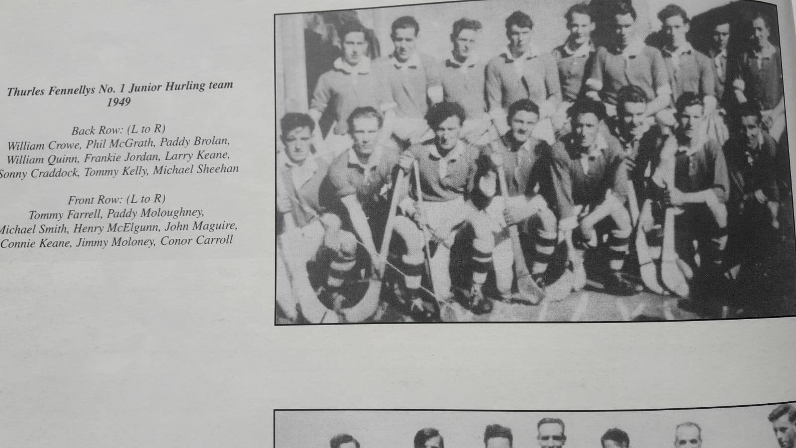 Thurles Fennelly's No.1 Junior Hurling Team 1949